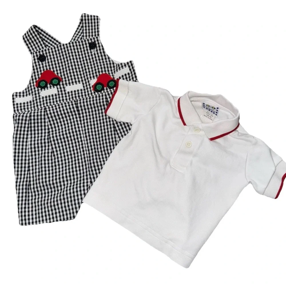 Eisman Smocked 6M 2 Piece Shorts‎ Outfit Cars Gingham Embroidered Classic Vtg? - Picture 3 of 6